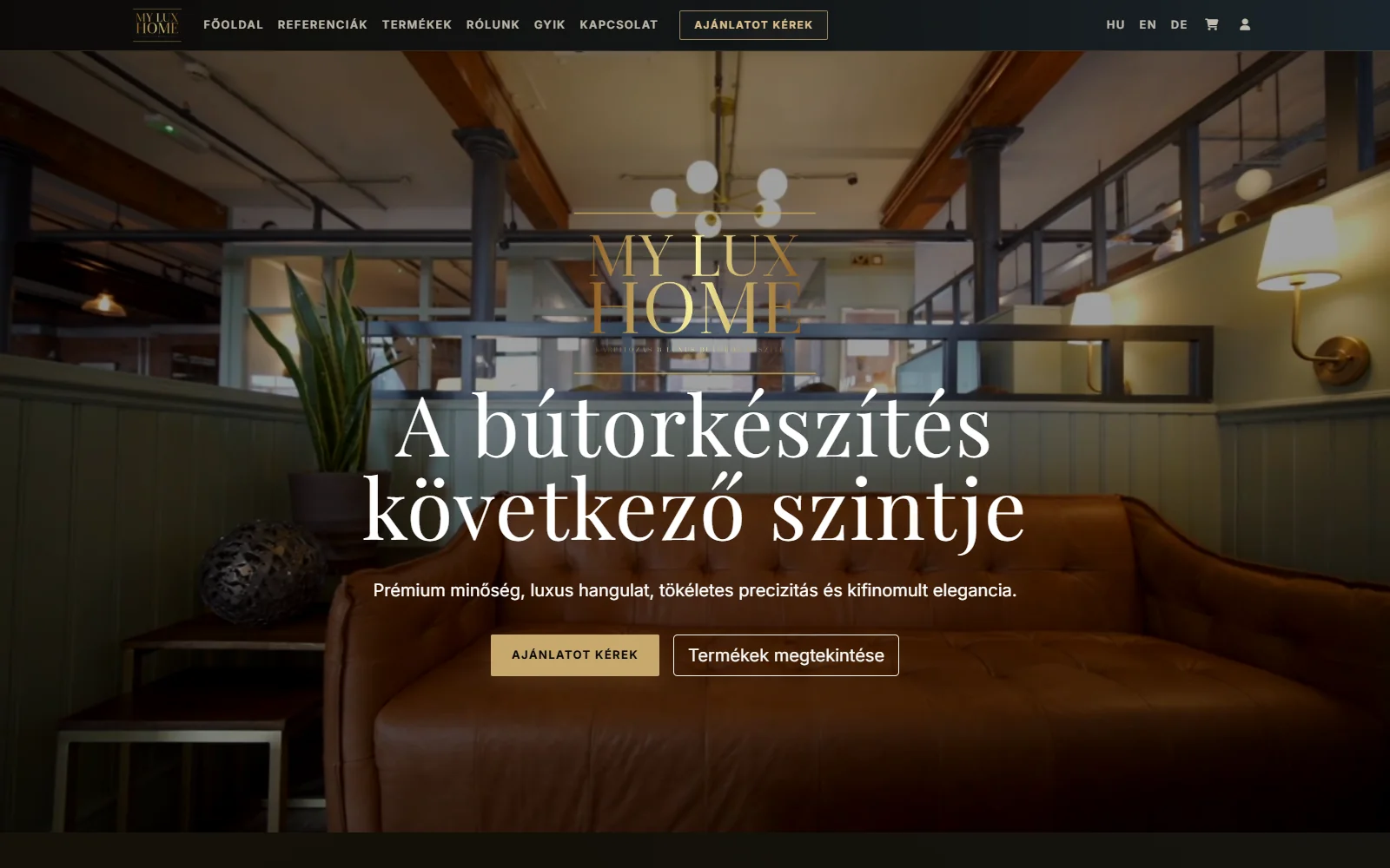 MyLuxHome prémium bútor weboldal főoldala